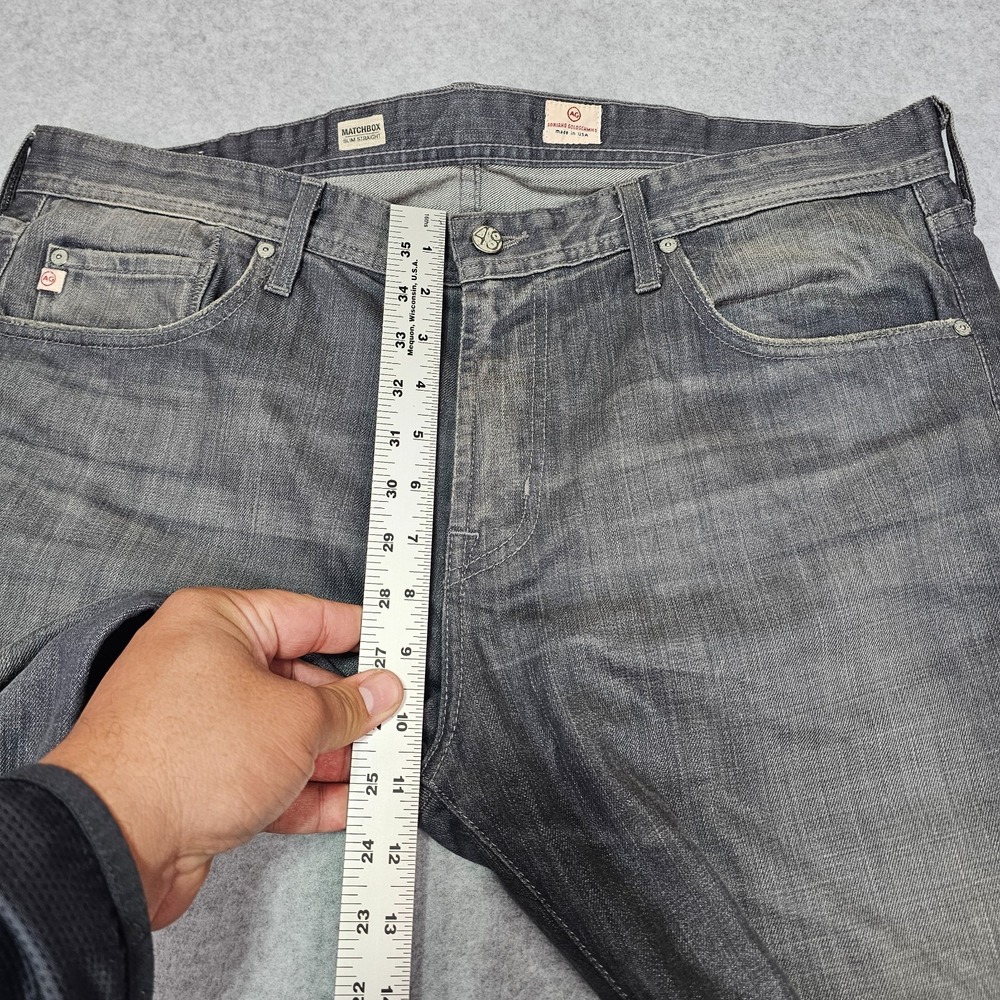 AG Adriano Goldschmied Jeans Mens 38x34 Gray Slim Straight Matchbox Distressed - Picture 16 of 16